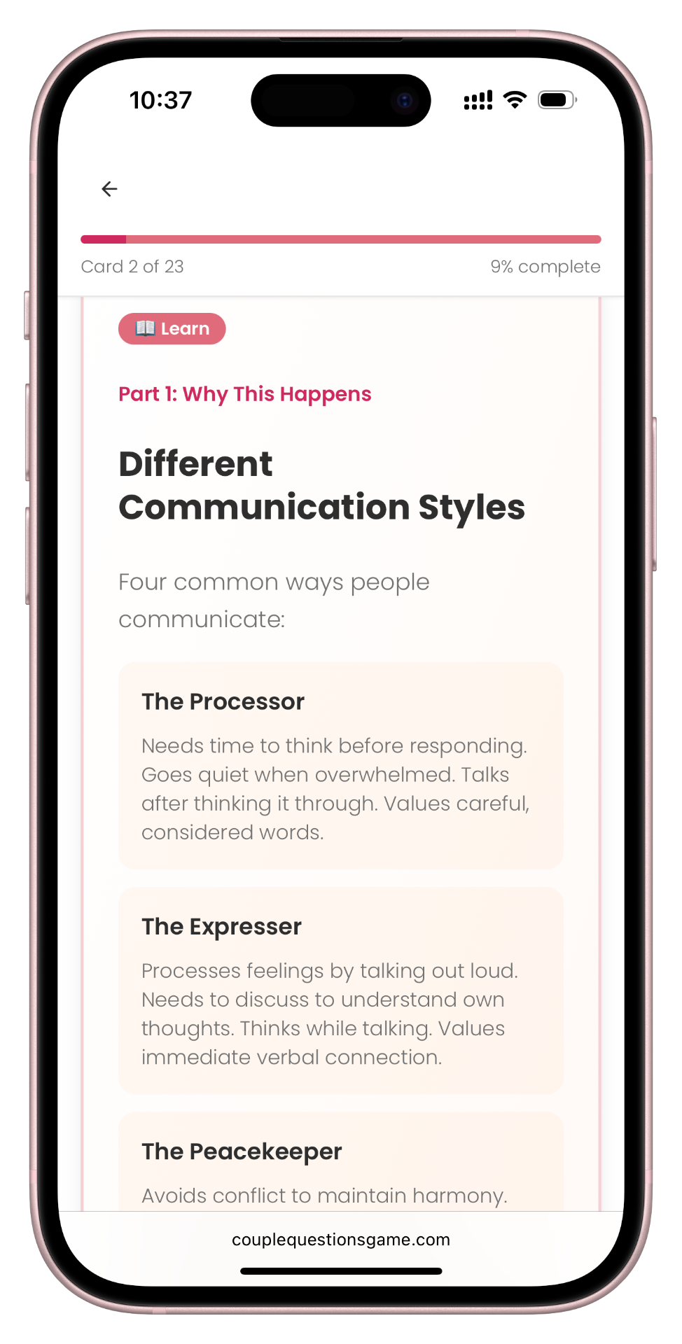 Communication styles education card